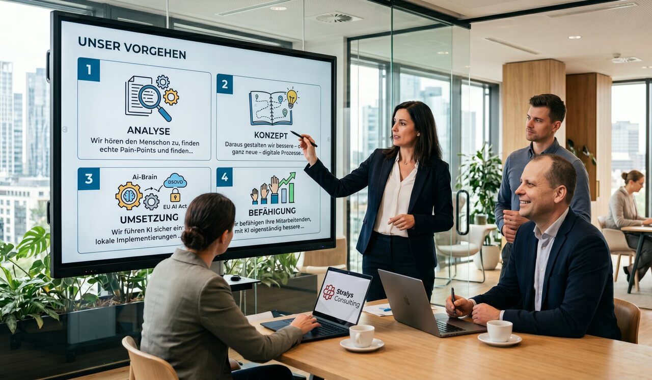 Stralys Consulting im Workshop: Vorstellung des Vorgehens – Analyse, Konzept, Umsetzung, Befähigung